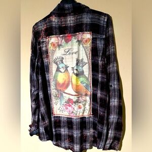 The Nu Vintage Flannel Shirt with Live Patch on back. Gently worn, size Small